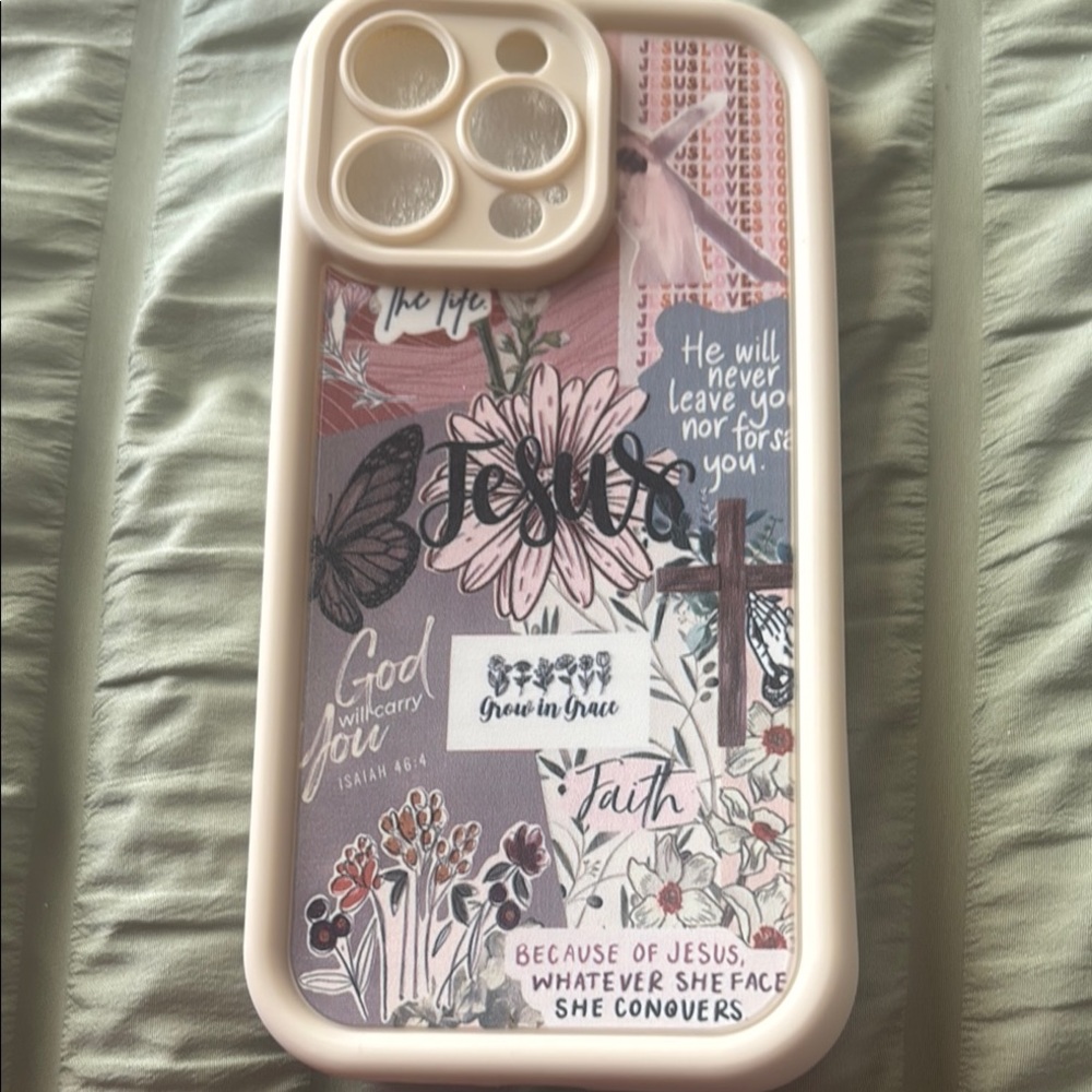 Floral Faith-Inspired Phone Case - White